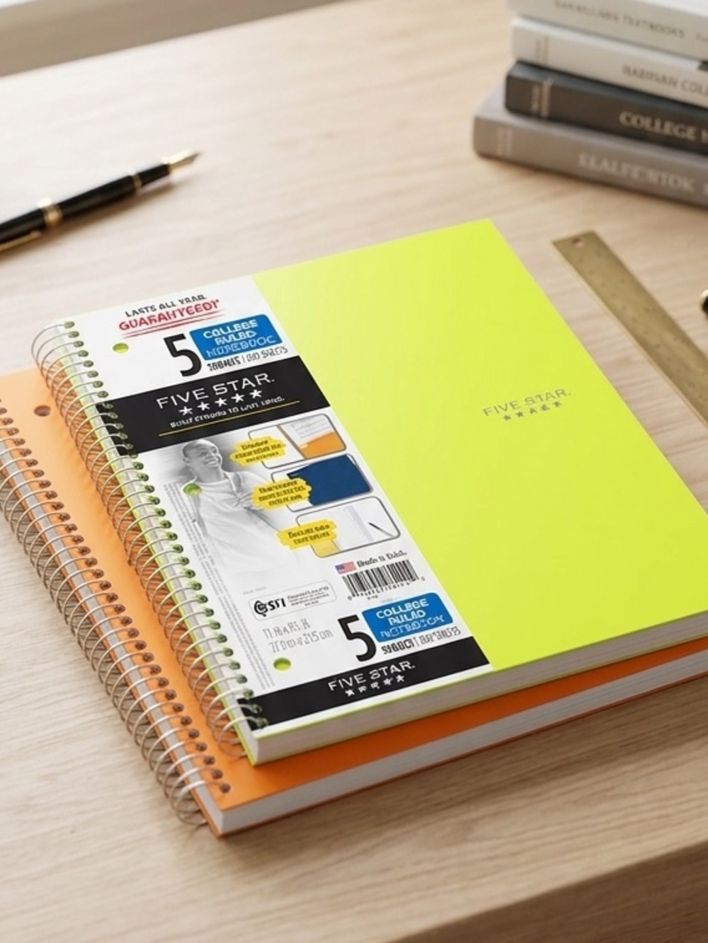 Five Star Spiral Notebook, 5 Subject, College Ruled Paper, 200 Sheets2 notebooks